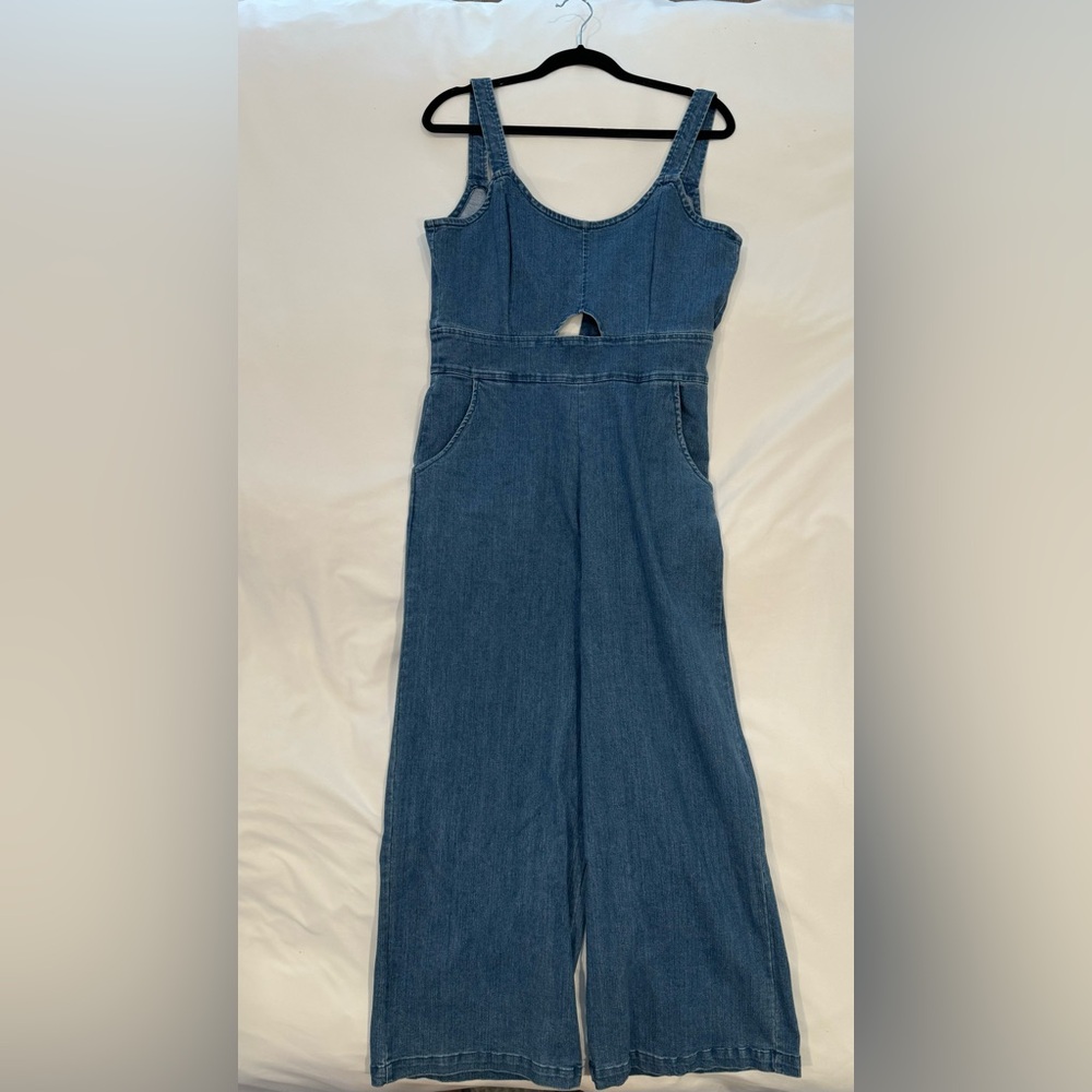Large Copper Key Denim Jumpsuit